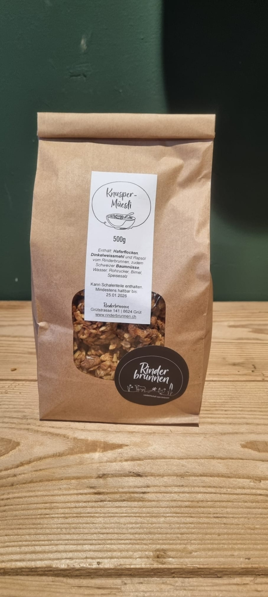 Hofmüesli mit Baumnüssen und Honig (wenig Zucker) - 500g